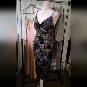 Elegant Black and Pink Lace Dress